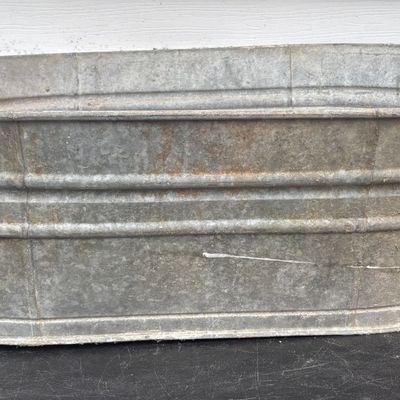 Sale Photo Thumbnail #814: Vintage Galvanized Steel Oval Wash Tub with Handles