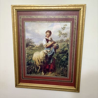 Sale Photo Thumbnail #500: Home Interiors and Gifts Inc Offset Lithographic Print The Shepherdess After Johann Baptist Hofner
