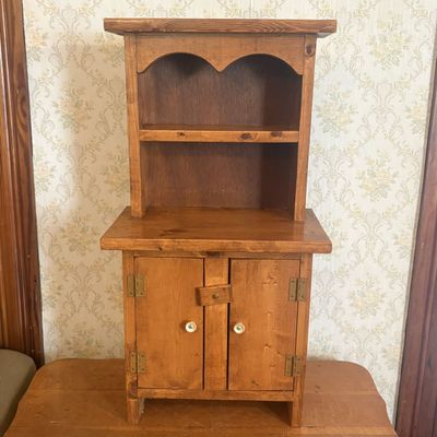 Sale Photo Thumbnail #294: Miniature Pine Step-Back Hutch with Scalloped Apron