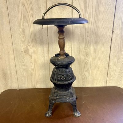 Sale Photo Thumbnail #693: Vintage Metal Potbelly Stove Smoking Stand