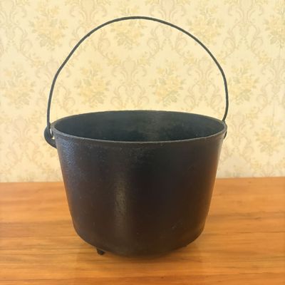 Sale Photo Thumbnail #361: Antique Three Legged Cast Iron Pot with Bail Handle