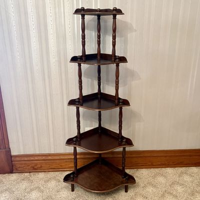 Sale Photo Thumbnail #512: Five Tier Wood Corner Etagere Whatnot Stand