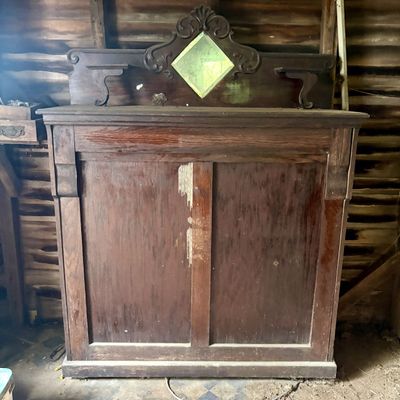 Sale Photo Thumbnail #789: American Victorian Eastlake Style Oak Folding Cabinet Murphy Bed