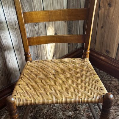 Sale Photo Thumbnail #227: American Ladder-Back Side Chair with Woven Herringbone Seat