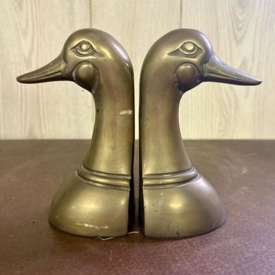 Sale Photo Thumbnail #729: A Pair of Vintage Jehvani Corporation Cast Brass Duck Head Bookends