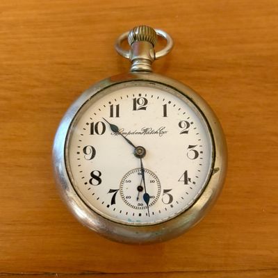 Sale Photo Thumbnail #343: Hampden Watch Co. Nickel Silver Open Face Pocket Watch