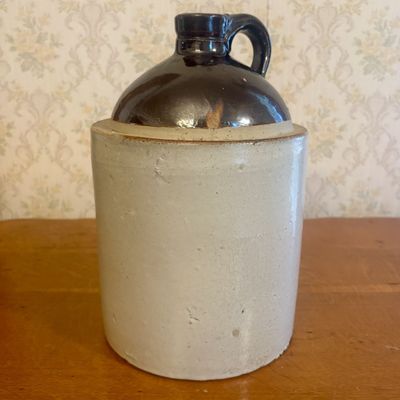 Sale Photo Thumbnail #114: Two-Tone Stoneware Shoulder Jug with Albany and Bristol Glazes