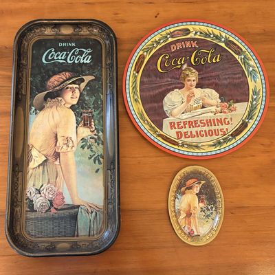 Sale Photo Thumbnail #374: Three Coca-Cola Advertising Trays Including Shelbyville 75th Anniversary Commemorative