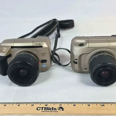 2 Minolta Vectis Film Cameras Vectis S-1 & S-100 APS SLR With 28-56mm Lens 