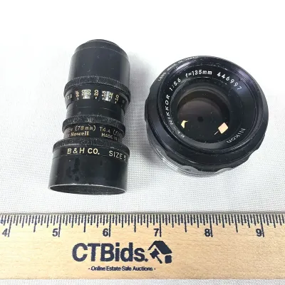 Bell & Howell Telate 3-inch f/4 cine Lens C-mount & Nikon EL-Nikkor 50mm f4 enlarging lens