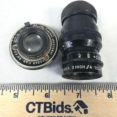 Bell & Howell Telate 3" 75mm 3 inch f4 BLACK Cine C-Mount, Vntg, Federal Anastigmat, Fedar, f6.3, 