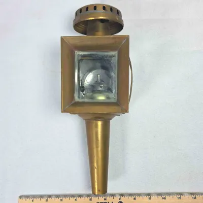 Brass Beveled Glass Buggy Carriage Oil Lamp Lantern Coach Light 