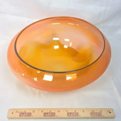 Handcrafted Art Glass Centerpiece Bowl With Embedded Gold Foil Accents 
