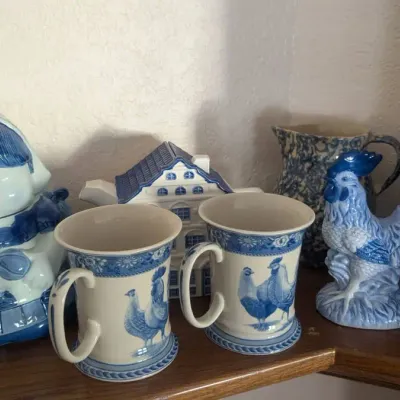 Blue & White European & Country Style Ceramic Collection, Vintage 