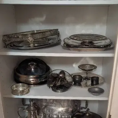Large Collection of Vintage Silver-Plated Entertaining Hollowware & Serving Pieces