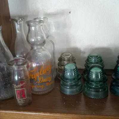 Glass Telephone/Telegraph Insulators  Aqua & Green, Vintage 