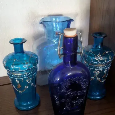 Antique-Style Blue Art Glass, Vintage