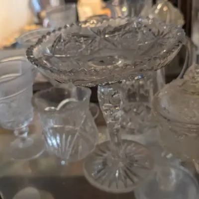 Antique American Brilliant Period (ABP) Cut Glass Pedestal Compote