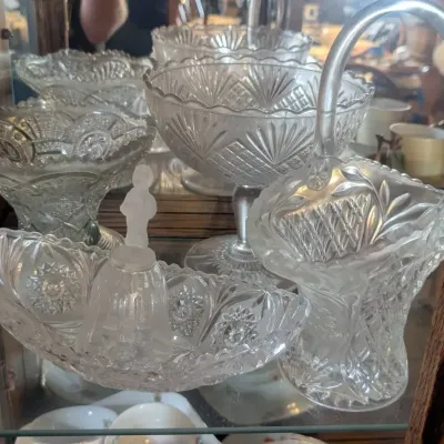 Collection of Vintage Clear & Frosted Glass Tableware