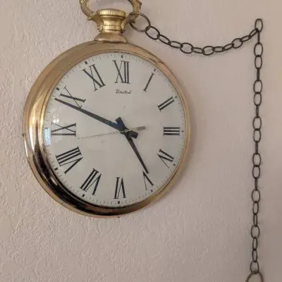 Mid-Century Modern United Clock Corp. Oversized Pocket Watch Wall Clock
