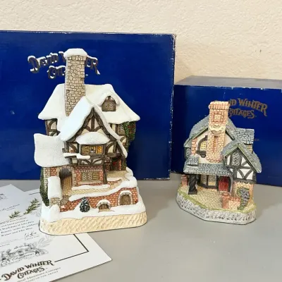 David Winter Cottages 1996 "Tiny Tim" & 1994 "The Tartan Teahouse"