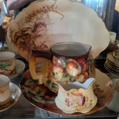 Antique Hand-Painted Limoges Porcelain Apple Cider Set