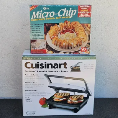 Cuisinart Griddler Panini & Sandwich And A K-Tel Micro-Chip Microwave Potato Chip Maker
