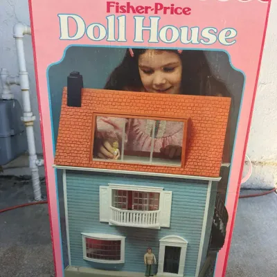 Vintage 1978 Fisher-Price Dollhouse #250 In Original Box 3 Story Blue House