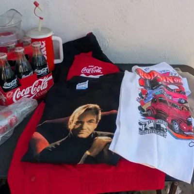 Neil Diamond Concert Tee, Coca-Cola Memorabilia, Hot Rod Graphic Shirt & Casino Shirts\n