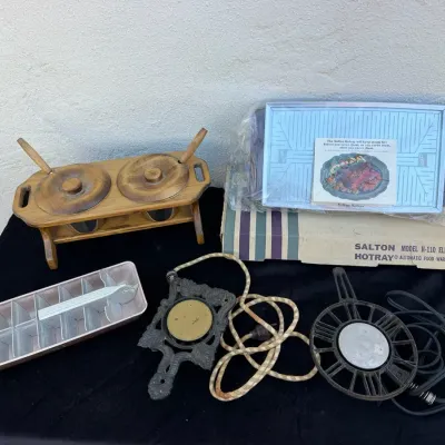 Salton Hotray H-110 Elite Food Warmer Norge Ice Tray Paragon Trivet Kitchen Lot