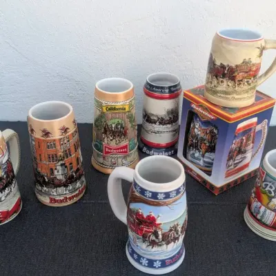 Classic Collection of Vintage Budweiser Beer Steins