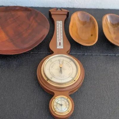 Mid-Century Home Decor & Weather Station Lot (4 Pieces), Vintage 