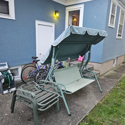 Sale Photo Thumbnail #16: Outdoor furniture, including swing and table with umbrella. All cushions included