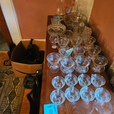 Sale Photo Thumbnail #23: Vintage crystal glasses and others