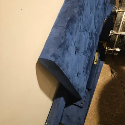 Sale Photo Thumbnail #10: Blue velvet full size bed platform frame