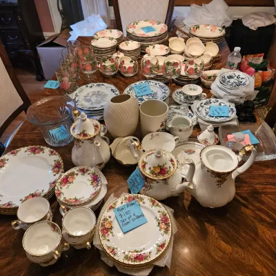 Sale Photo Thumbnail #22: Vintage crystal and china