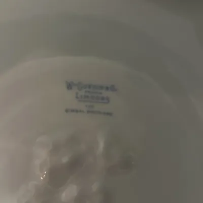 William Guerin & Co. Limoges France maker's mark on the underside of a porcelain dish, custom made for Gimbel Brothers.