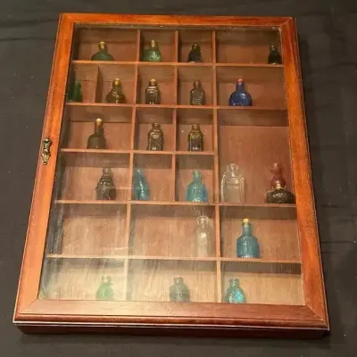 Shadowbox with Trinket Bottles
