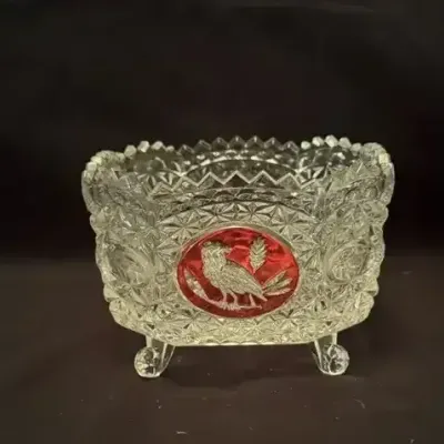Vintage Hofbauer Byrnes Footed Lead Crystal Candy Dish 