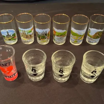 Shot Glasses Including 6 German Landmarks
