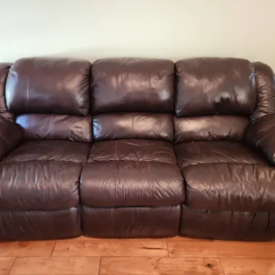 Brown Leather Reclining Sofa