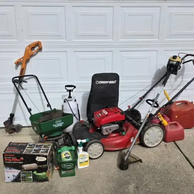 Troy-built Push Mower, Bolens Weed Eater & Scott's Lawn Lot