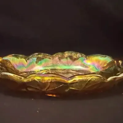 Vintage Marigold Iridescent Carnival Glass Dish