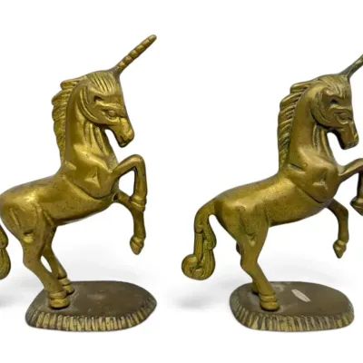 Brass unicorn figures