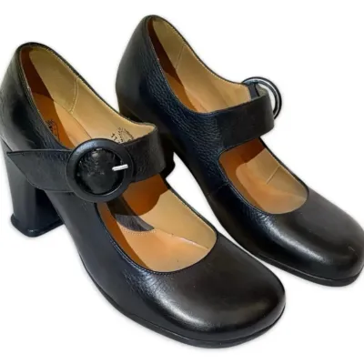 John fluevog vintage minstrel black leather mary jane heels size 8