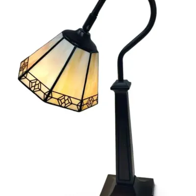 Paneled stained glass table lamp