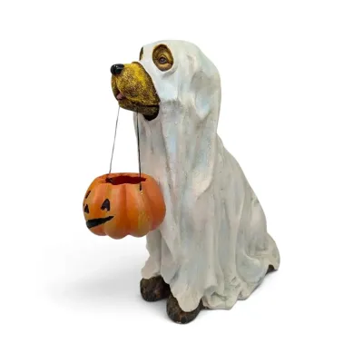 Cracker barrel halloween ghost dog w pumpkin figure 18