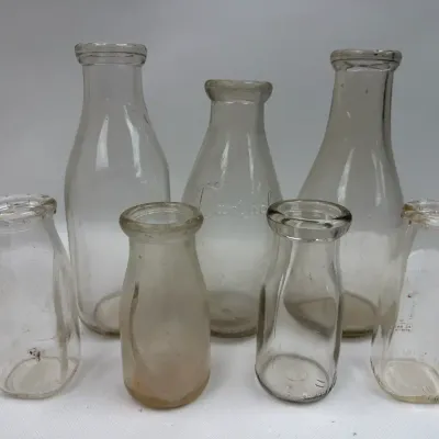 Vintage Glass Milk & Cream Bottles – Bartlesville Embossed Half Pint Dairy Bottle