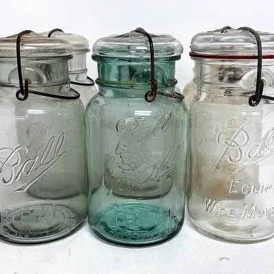 Vintage Aqua Ball Ideal Jar with PAT'D July 14,1908 and More
