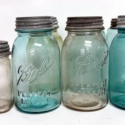 Vintage Ball Perfect Mason Glass Canning Jars with Zinc Lids